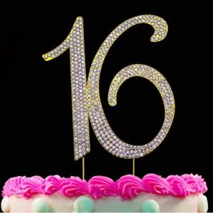 Monogram Cake Toppers - Gold Rhinestone - 16